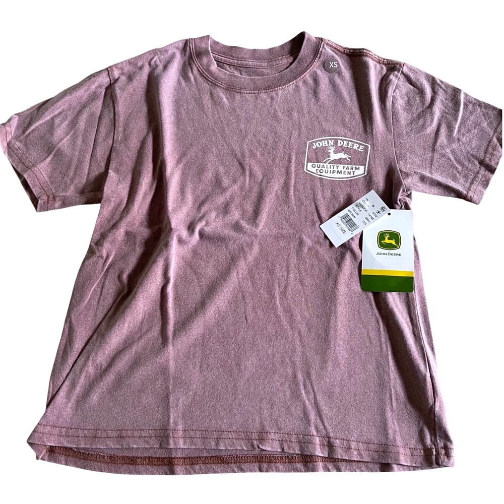 John‎ Deere Graphic T-Shirt Womens XS Brown Mauve Farmcore Cotton Crew Neck Tee